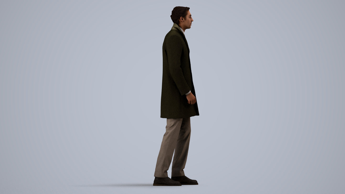 3D scanned man business, photorealistic archviz people for Enscape and SketchUp, side view render