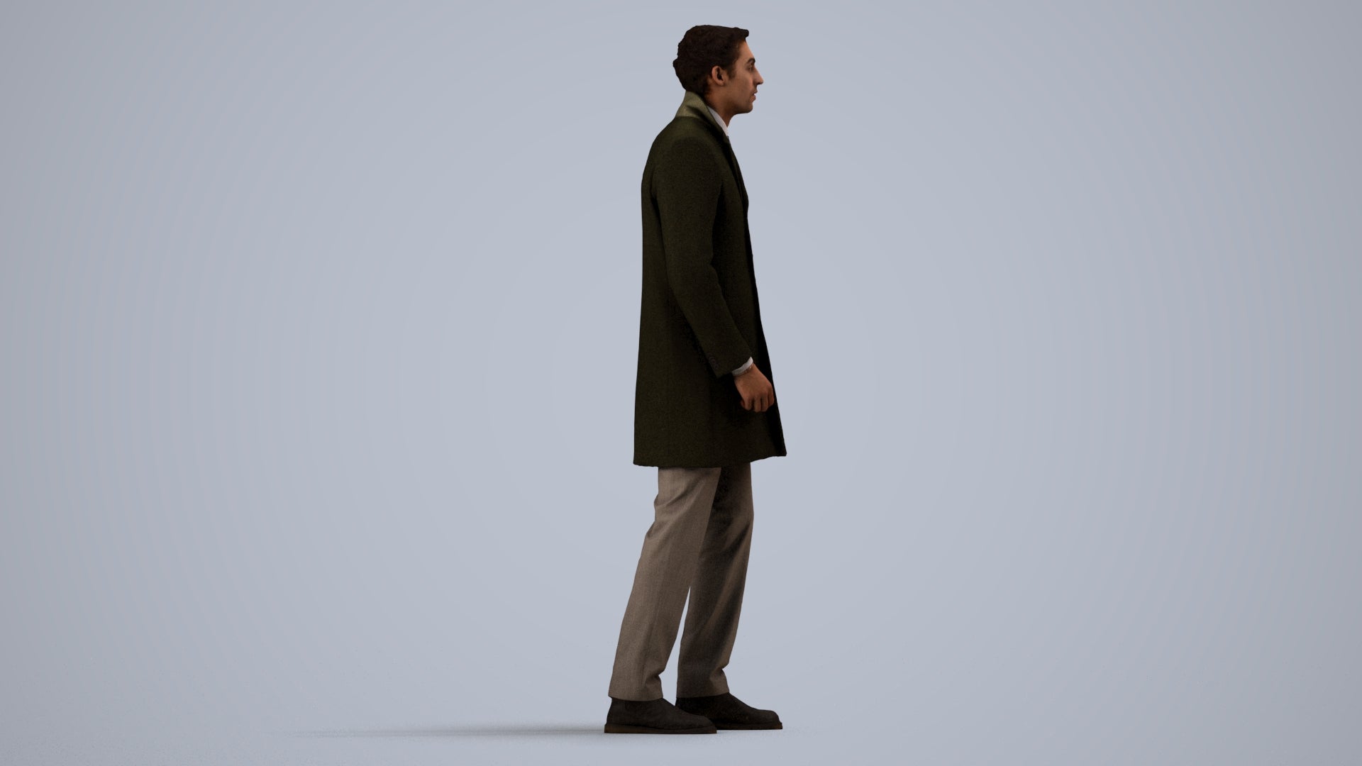 3D scanned man business, photorealistic archviz people for Enscape and SketchUp, side view render