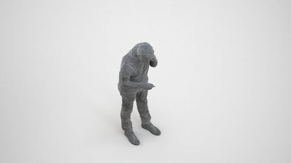 realistic 3D people senior man casual standing, render-ready for V-Ray and Corona, FBX OBJ, wireframe three-quarter view