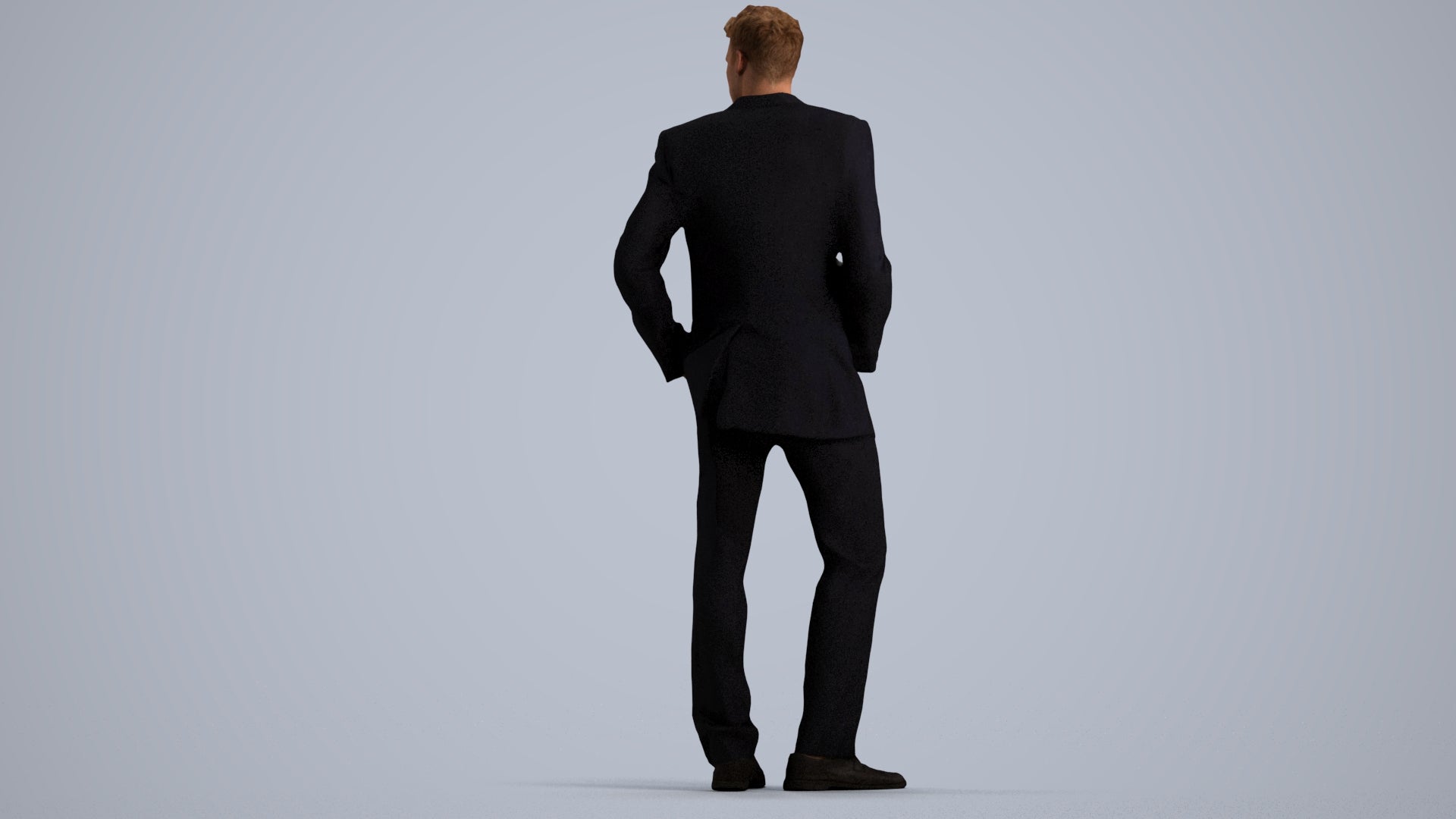 3D people model man business, scanned human for 3ds Max rendering, front view render