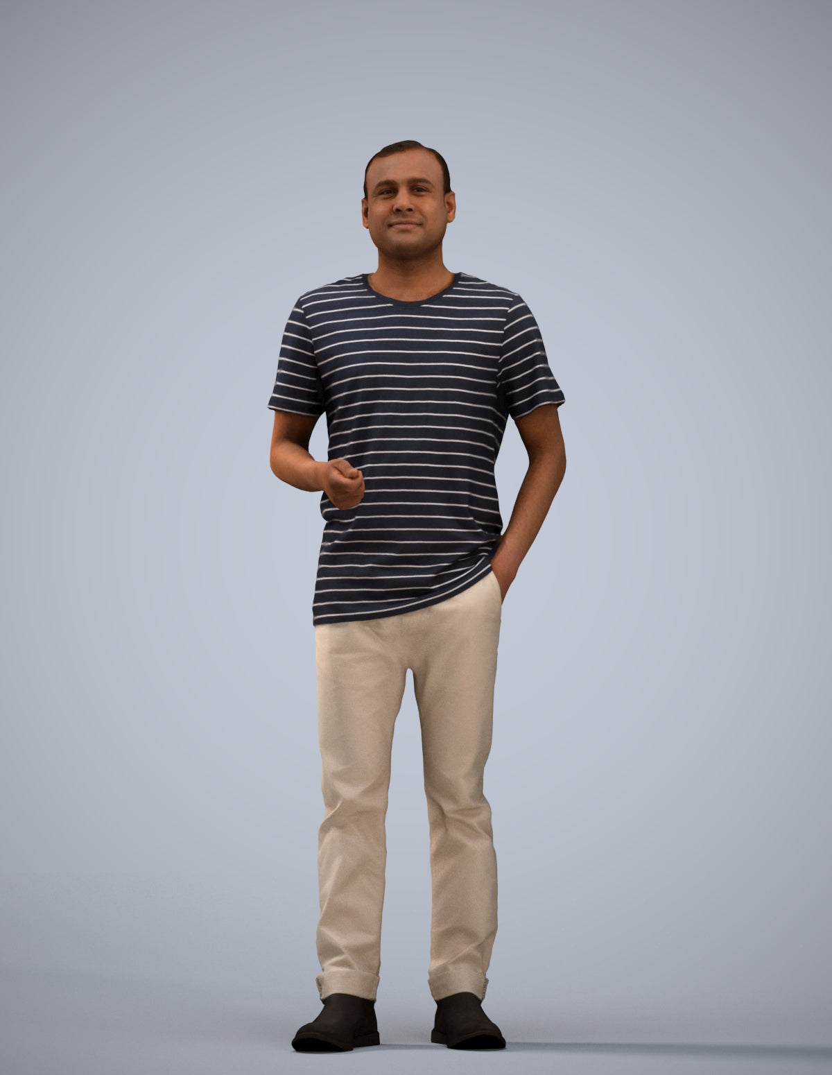 3D scanned man standing casual, photorealistic archviz people for Enscape and SketchUp