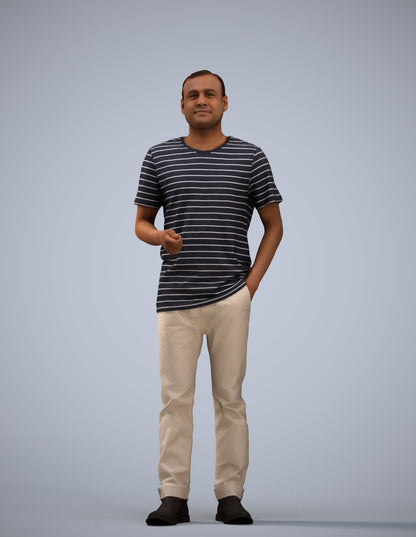 3D scanned man standing casual, photorealistic archviz people for Enscape and SketchUp