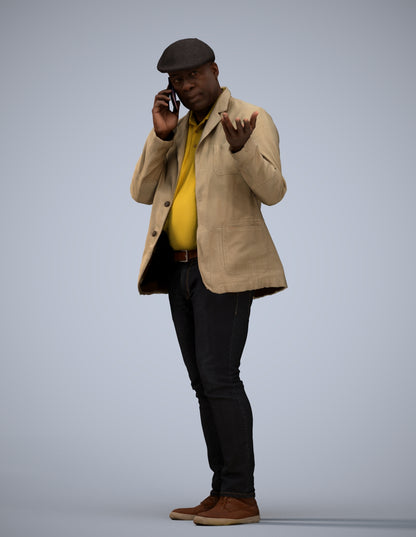 3D human model man casual standing, photogrammetry scanned person for archviz