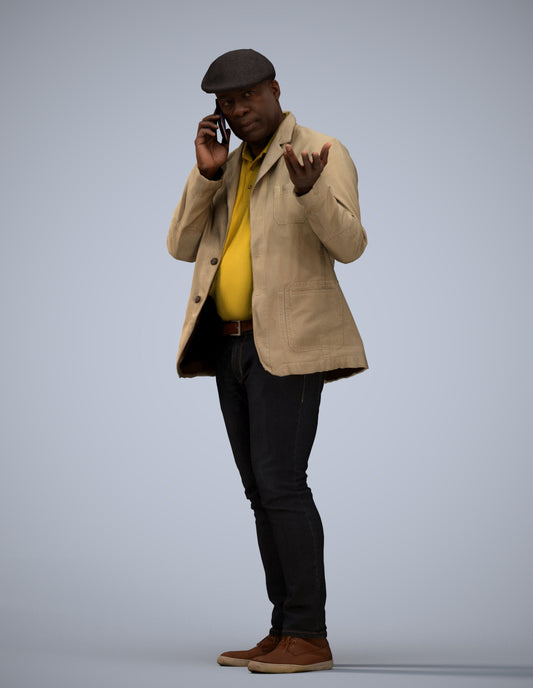 3D human model man casual standing, photogrammetry scanned person for archviz