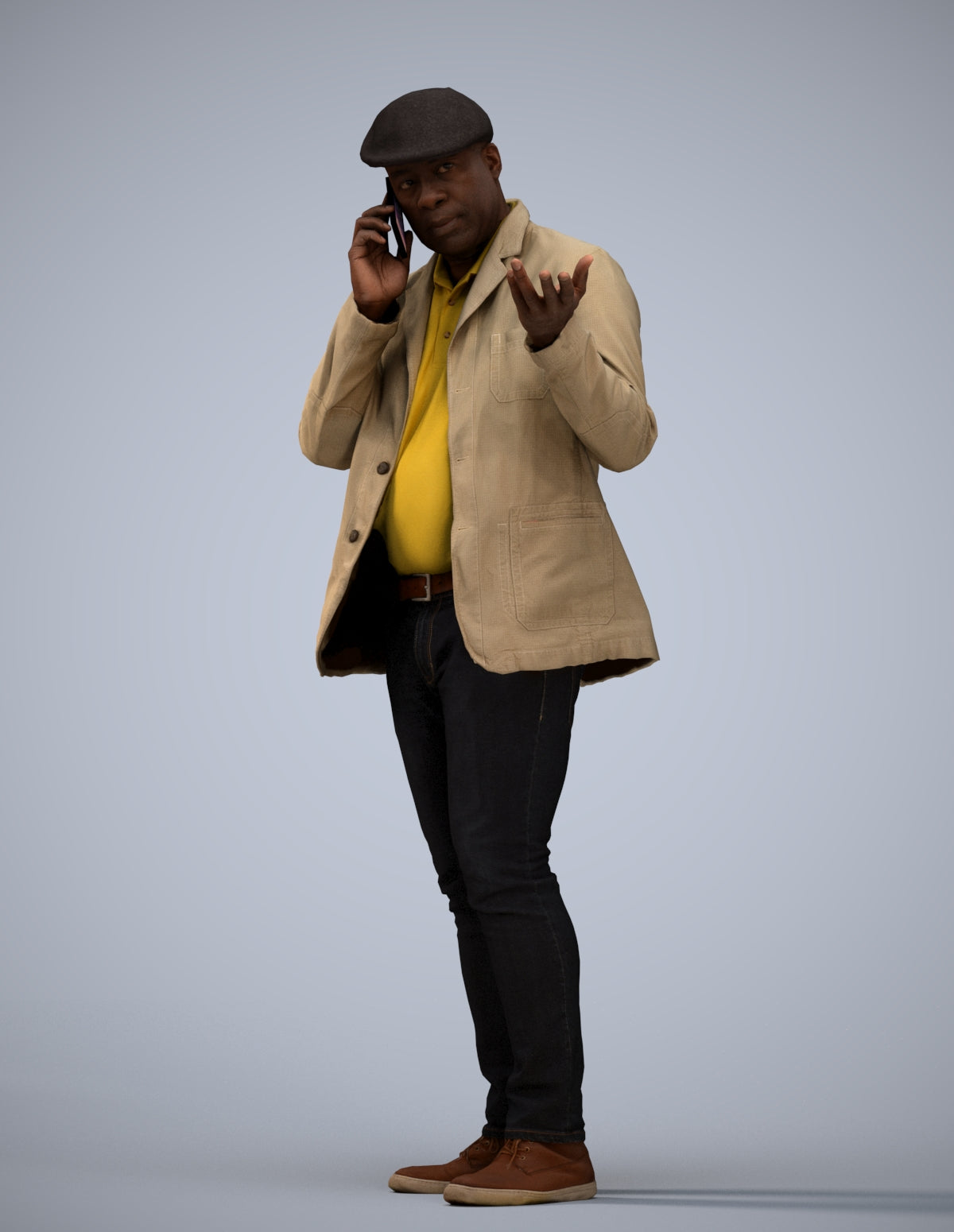 3D human model man casual standing, photogrammetry scanned person for archviz