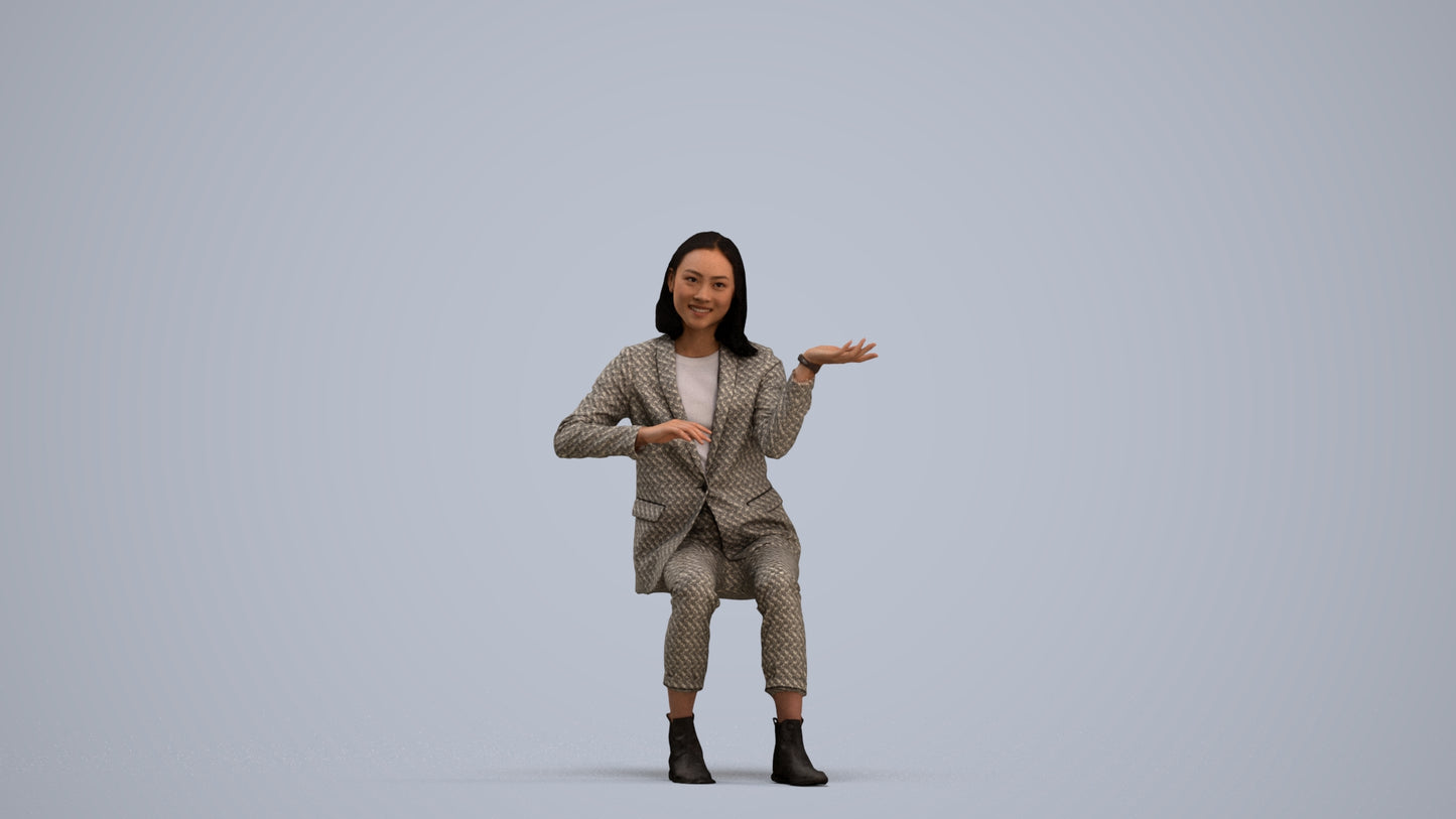 realistic 3D woman business, scanned archviz people for Blender and 3ds Max, standing pose render
