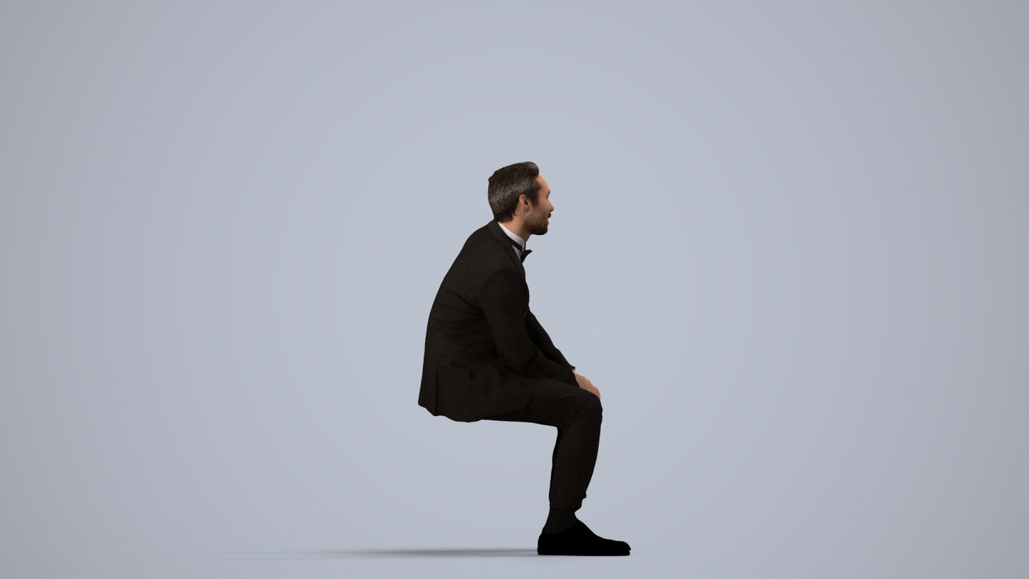 realistic 3D people man formal formalaffairs, render-ready for V-Ray and Corona, FBX OBJ, side view render
