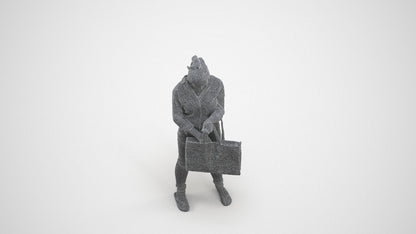 realistic 3D people woman formal shopping, render-ready for V-Ray and Corona, FBX OBJ, wireframe three-quarter view