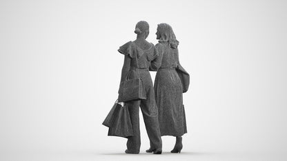 realistic 3D human woman shopping, archviz people FBX OBJ for Blender, wireframe front view