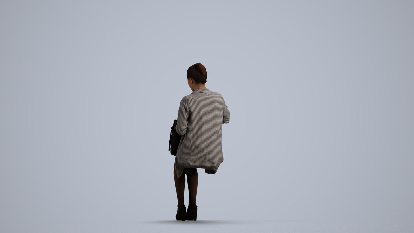 realistic 3D people woman business sitting, render-ready for V-Ray and Corona, FBX OBJ, front view render