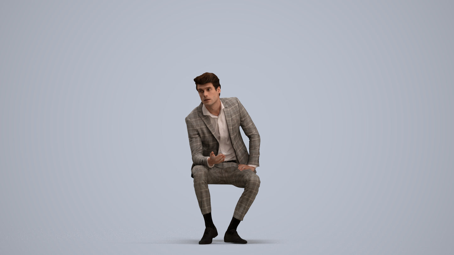 photogrammetry 3D man business, realistic human model archviz FBX, standing pose render