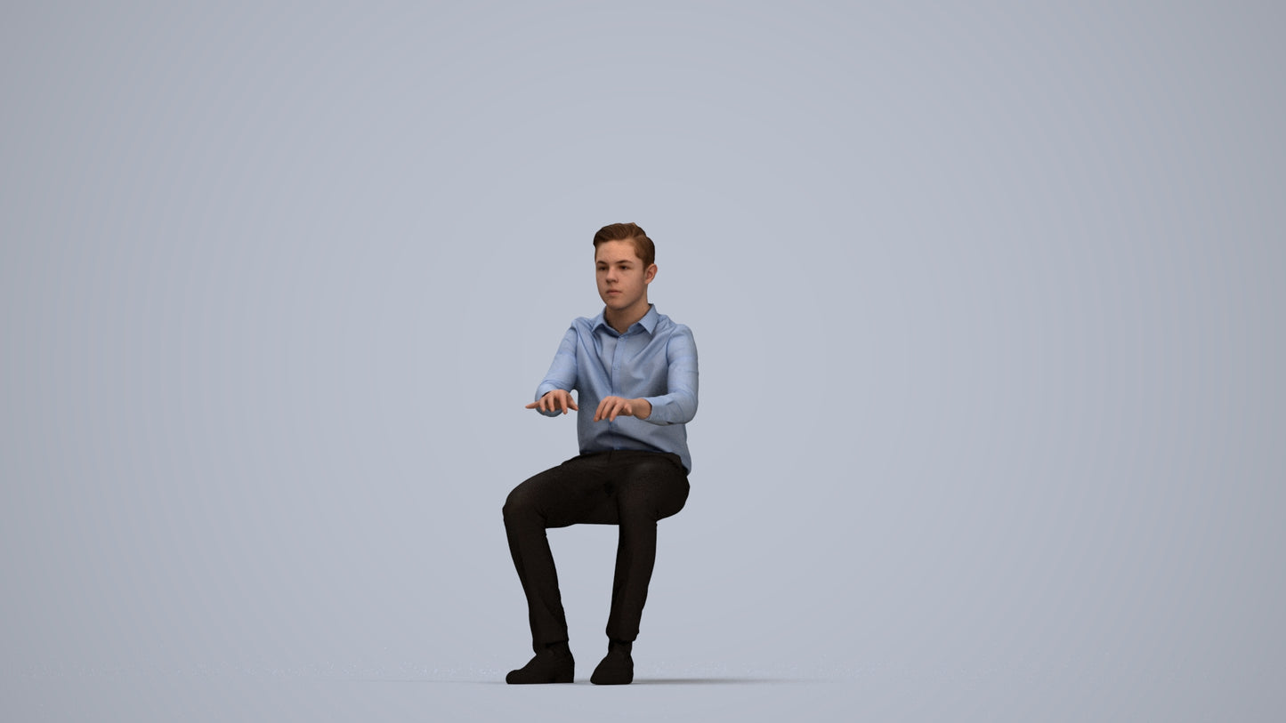 realistic 3D human boy kids, archviz people FBX OBJ for Blender, top-down view render