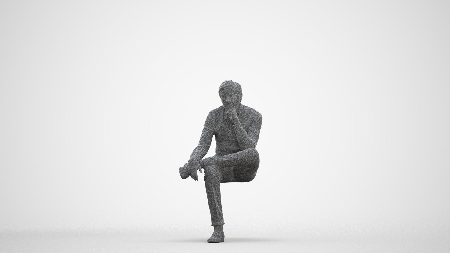 3D scanned man business, photorealistic archviz people for Enscape and SketchUp, three-quarter front view render