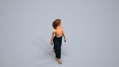 3D human model girl casual kids, photogrammetry scanned person for archviz, back view render