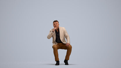 3D human model man business, photogrammetry scanned person for archviz, standing pose render