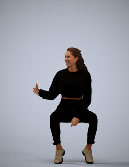3D people model woman sport sitting, scanned human for 3ds Max rendering