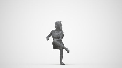 3D people model girl casual sitting, scanned human for 3ds Max rendering, wireframe back view