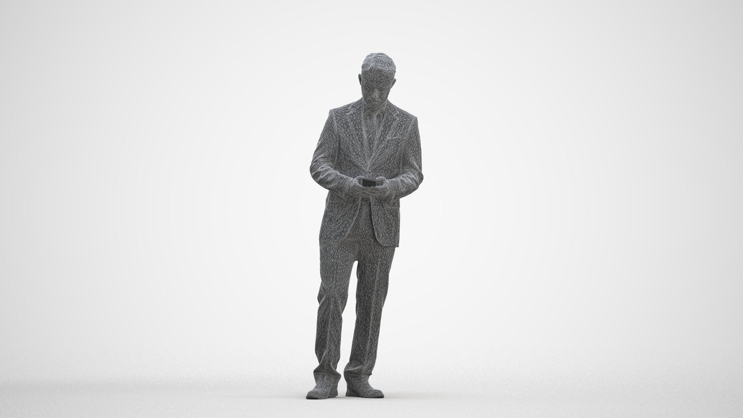 3D people model man business, scanned human for 3ds Max rendering, three-quarter front view render