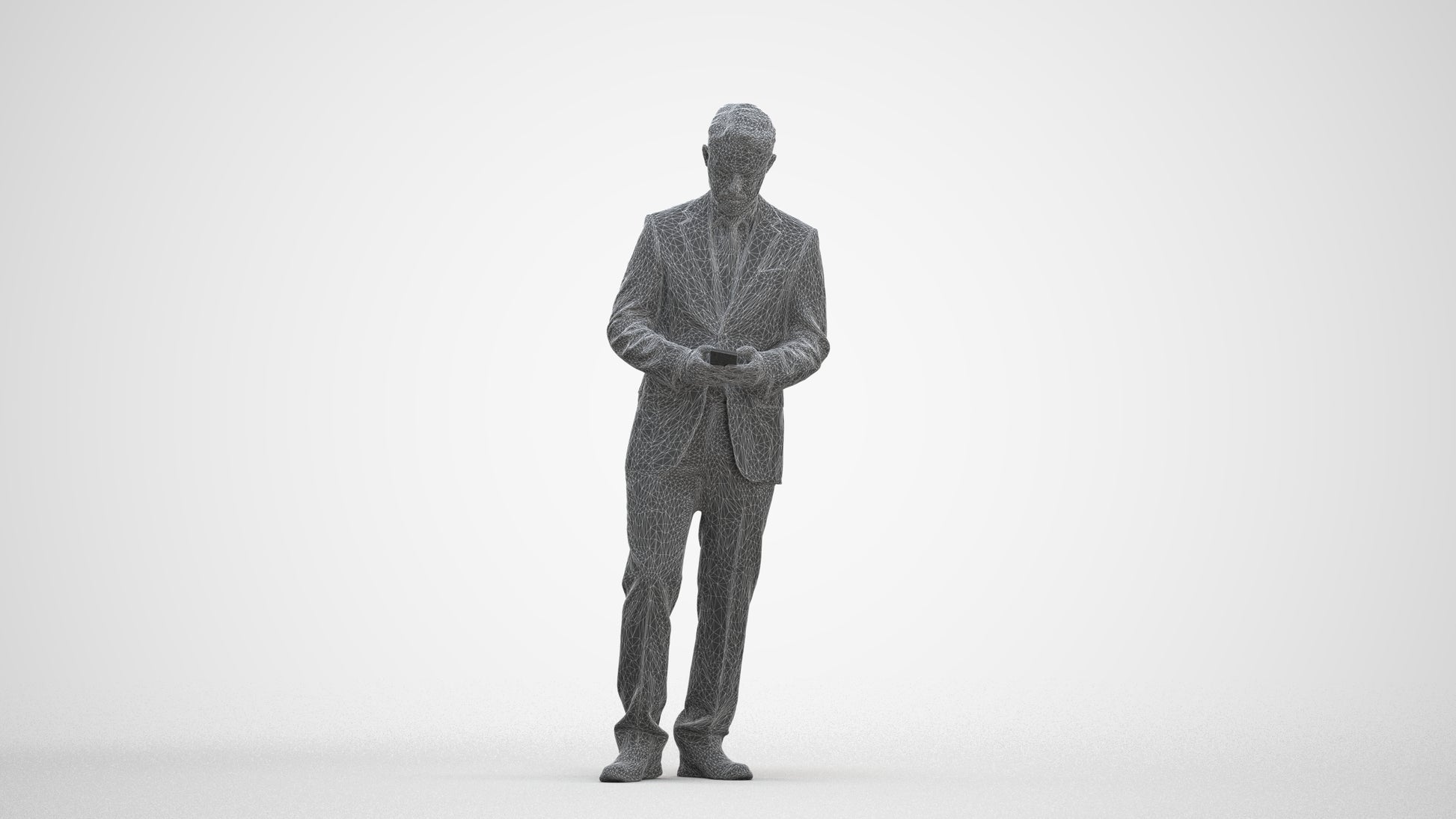 3D people model man business, scanned human for 3ds Max rendering, three-quarter front view render