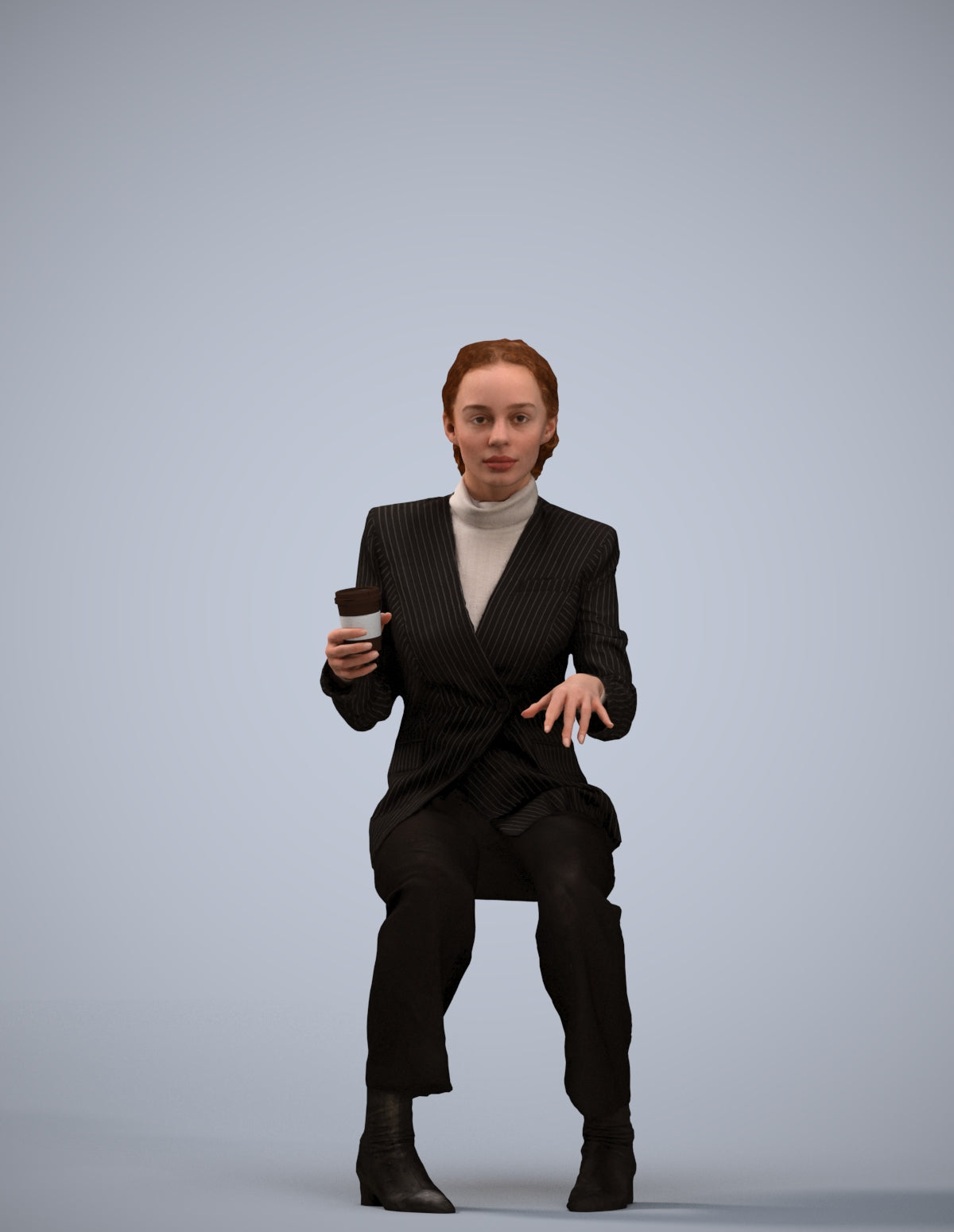 scanned 3D woman business, photogrammetry people for Enscape and V-Ray
