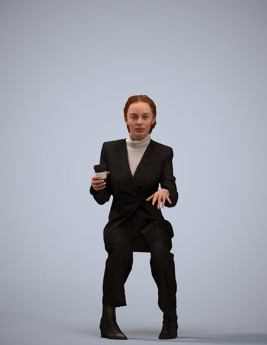 scanned 3D woman business, photogrammetry people for Enscape and V-Ray