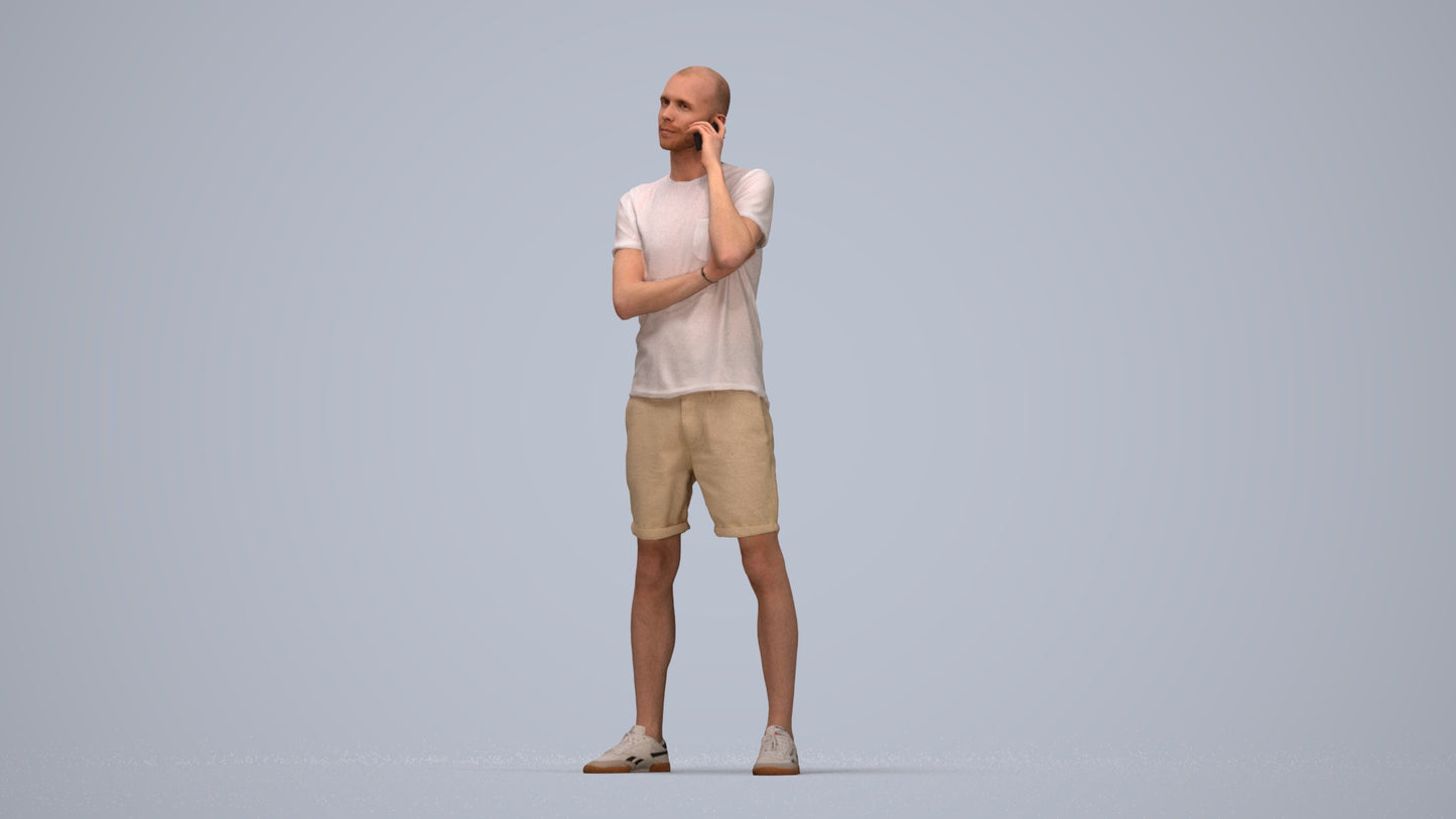 realistic 3D people man casual standing, render-ready for V-Ray and Corona, FBX OBJ, top-down view render
