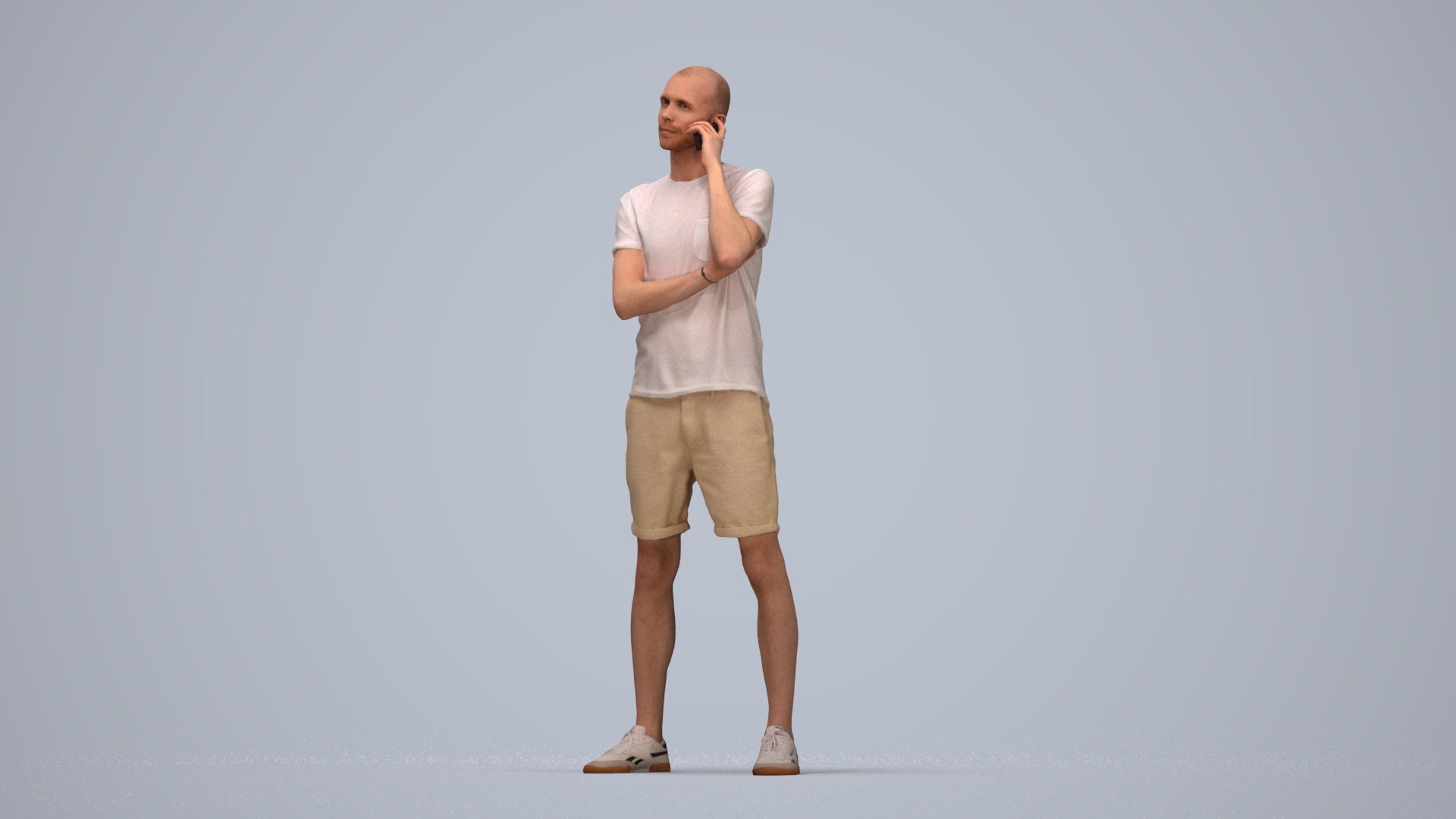 realistic 3D people man casual standing, render-ready for V-Ray and Corona, FBX OBJ, top-down view render