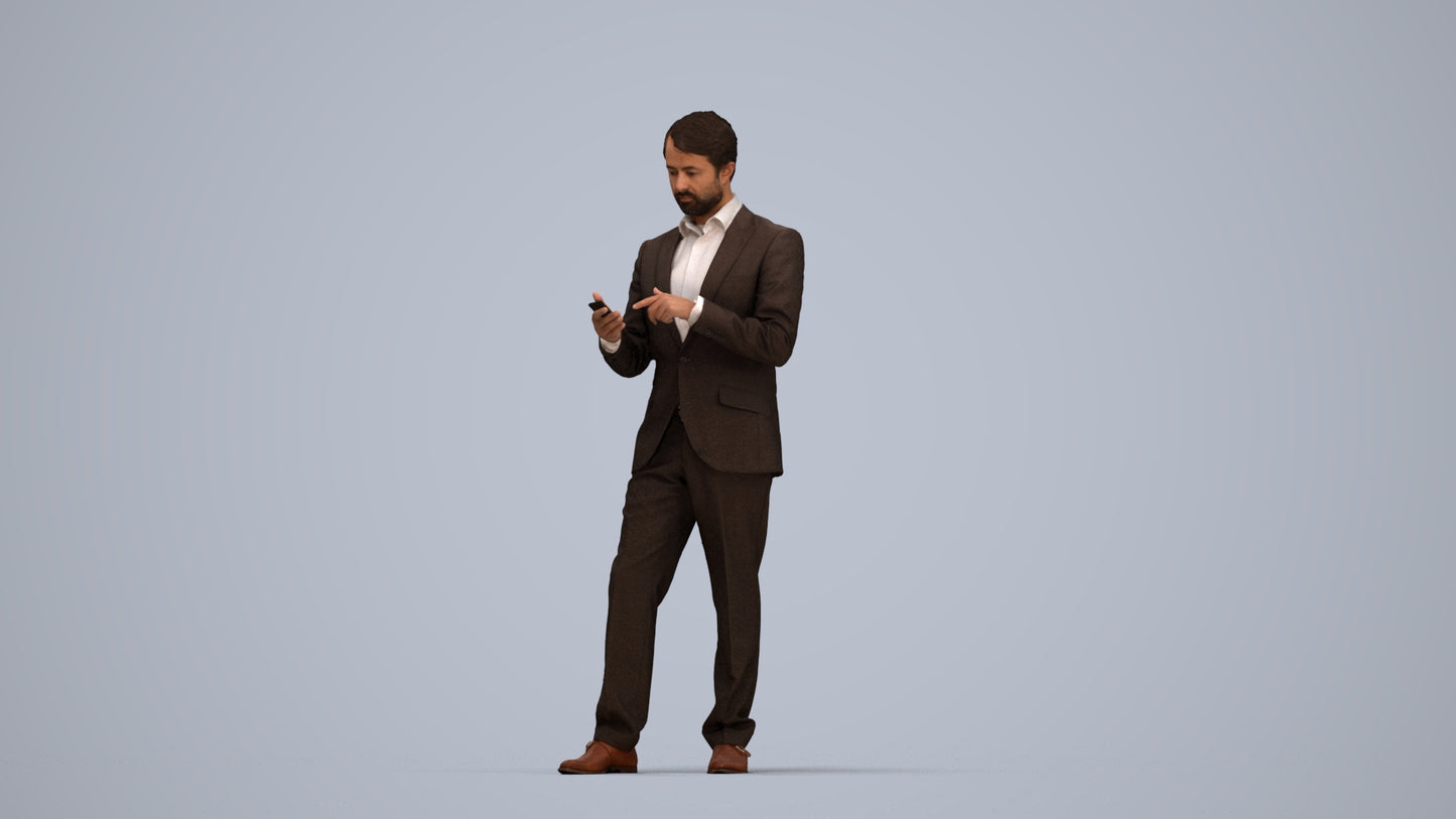 realistic 3D people man business, render-ready for V-Ray and Corona, FBX OBJ, top-down view render