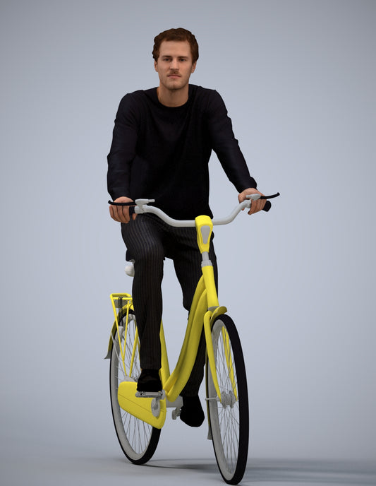 3D people model man casual cycling, scanned human for 3ds Max rendering