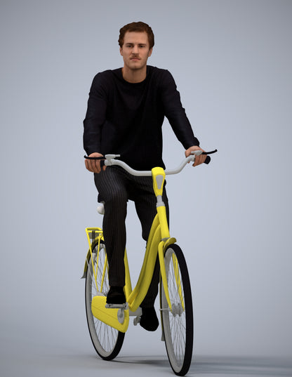 3D people model man casual cycling, scanned human for 3ds Max rendering