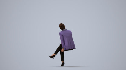 scanned 3D woman business sitting, photogrammetry people for Enscape and V-Ray, three-quarter view render