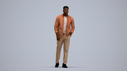 3D scanned man walking casual, photorealistic archviz people for Enscape and SketchUp, standing pose render