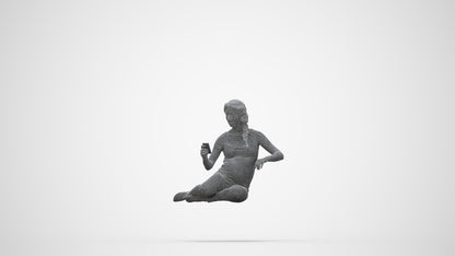 photogrammetry 3D woman casual sitting, realistic human model archviz FBX, wireframe back view