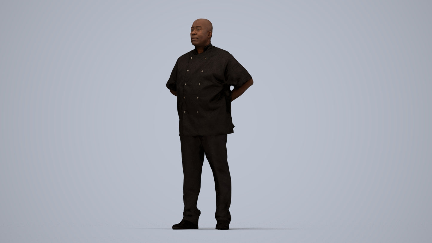 realistic 3D human man hospitality, archviz people FBX OBJ for Blender, top-down view render