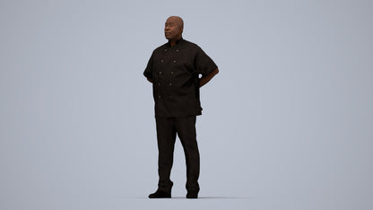 realistic 3D human man hospitality, archviz people FBX OBJ for Blender, top-down view render