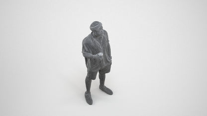 3D scanned man standing casual, photorealistic archviz people for Enscape and SketchUp, wireframe three-quarter view