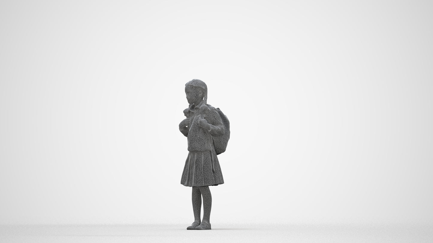 photogrammetry 3D girl kids, realistic human model archviz FBX, wireframe back view