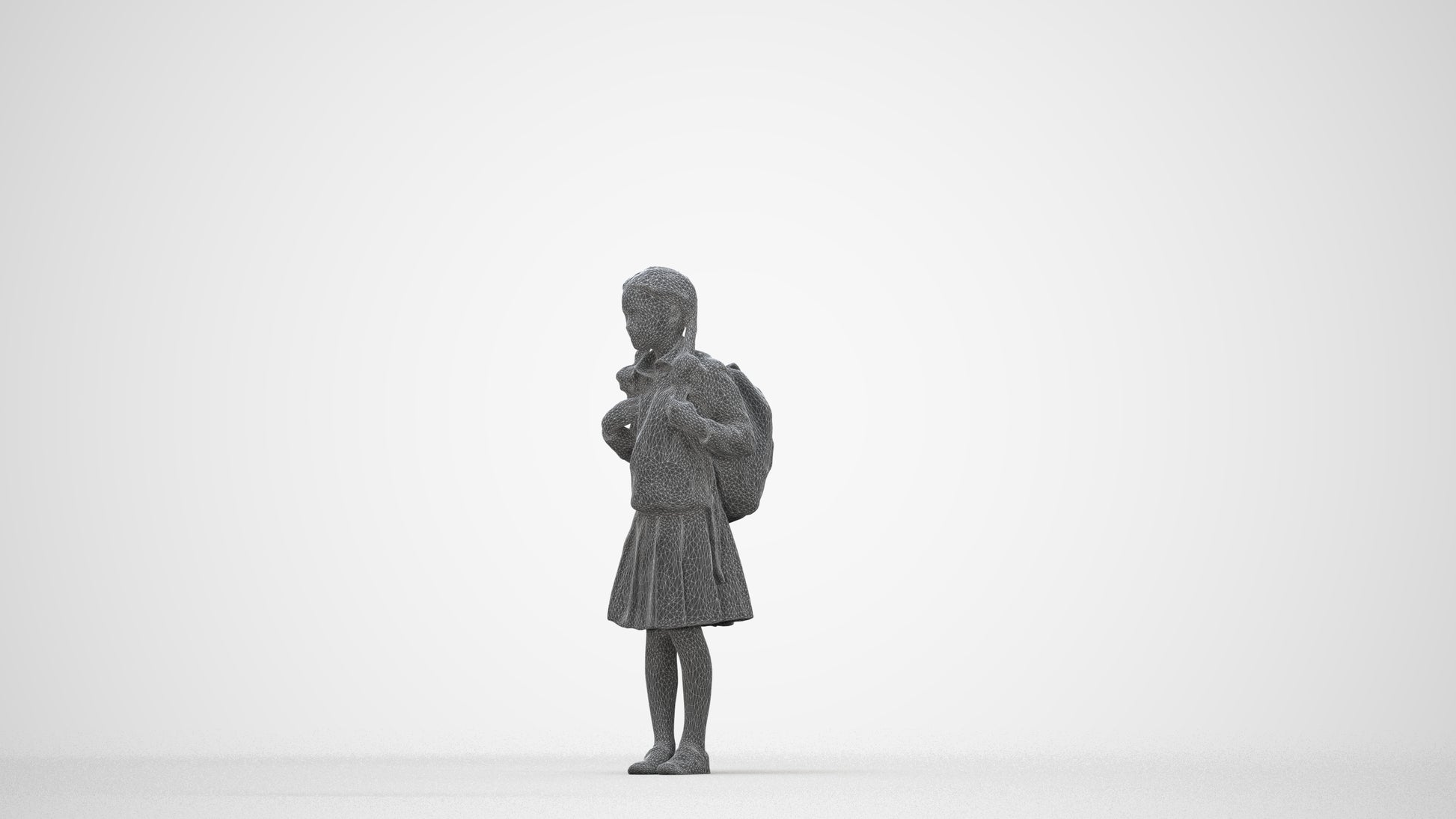 photogrammetry 3D girl kids, realistic human model archviz FBX, wireframe back view