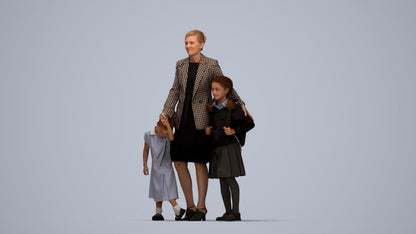 photogrammetry 3D girl kids, realistic human model archviz FBX, top-down view render