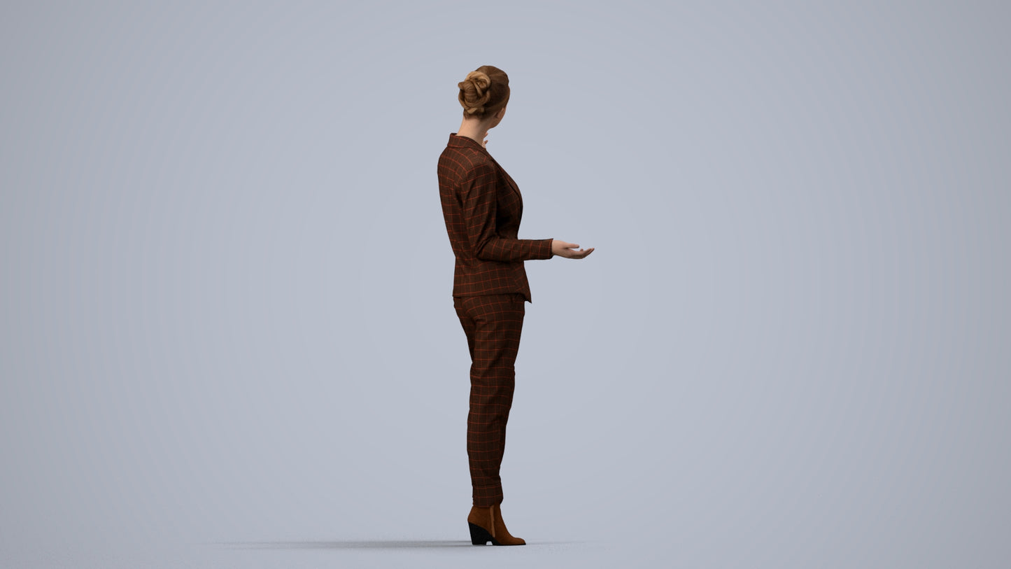 3D scanned woman business, photorealistic archviz people for Enscape and SketchUp, side view render