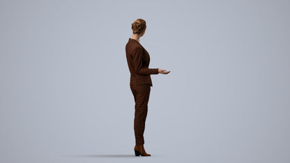 3D scanned woman business, photorealistic archviz people for Enscape and SketchUp, side view render