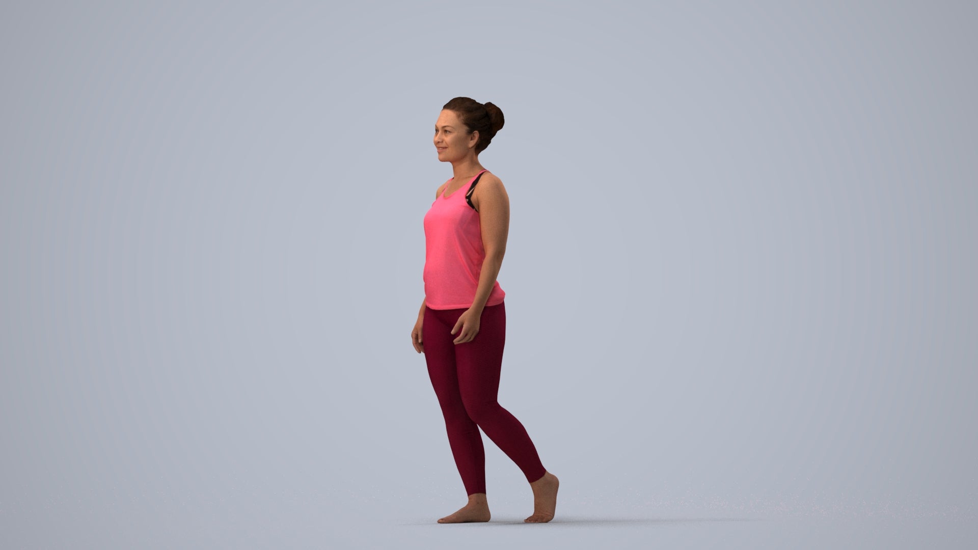 realistic 3D people woman sport, render-ready for V-Ray and Corona, FBX OBJ, three-quarter view render