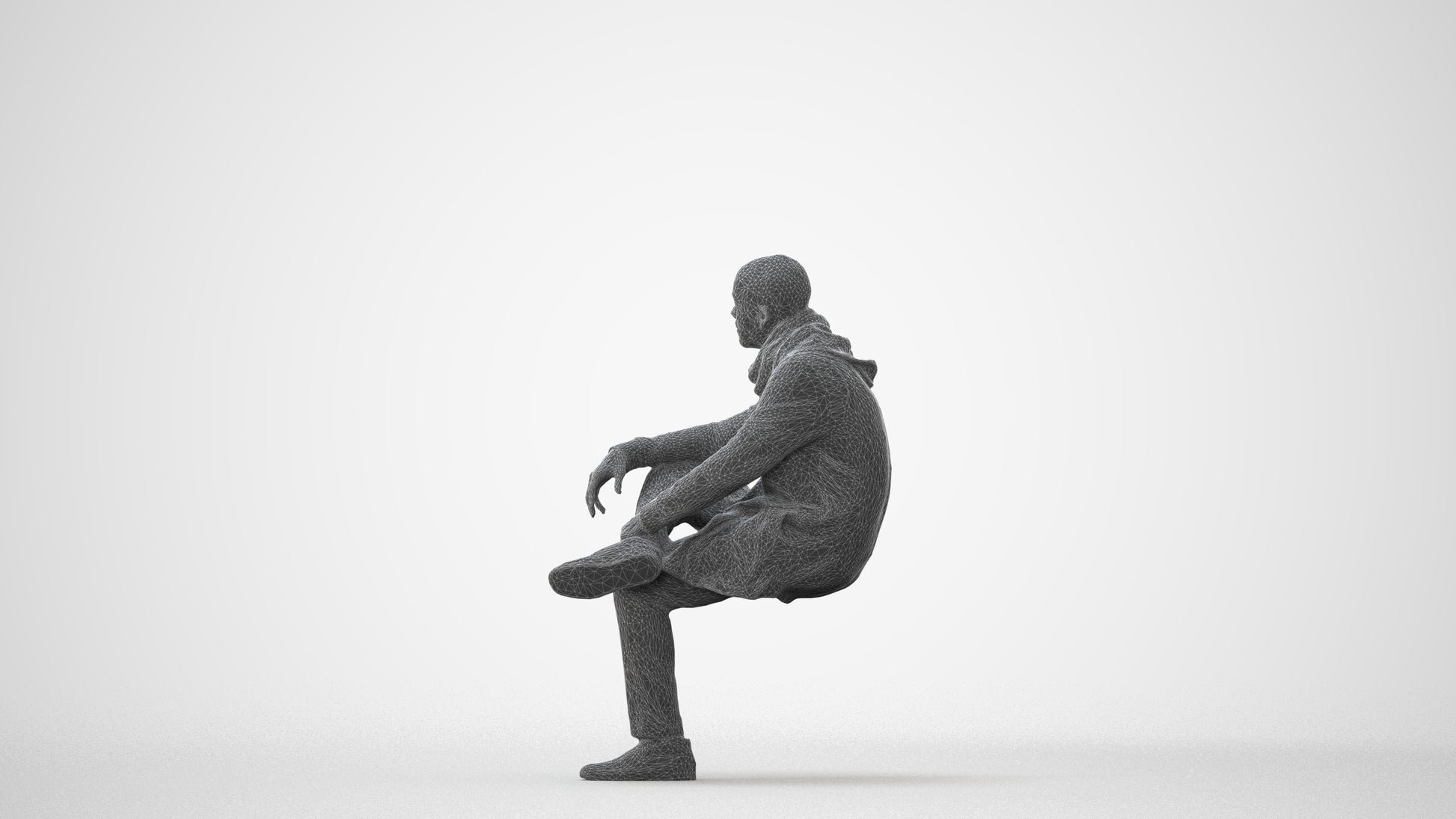 3D people model man casual sitting, scanned human for 3ds Max rendering, square thumbnail