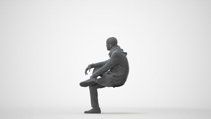 3D people model man casual sitting, scanned human for 3ds Max rendering, square thumbnail