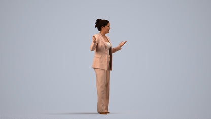 realistic 3D human woman business, archviz people FBX OBJ for Blender, side view render