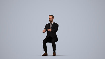 realistic 3D man formal business, scanned archviz people for Blender and 3ds Max, top-down view render