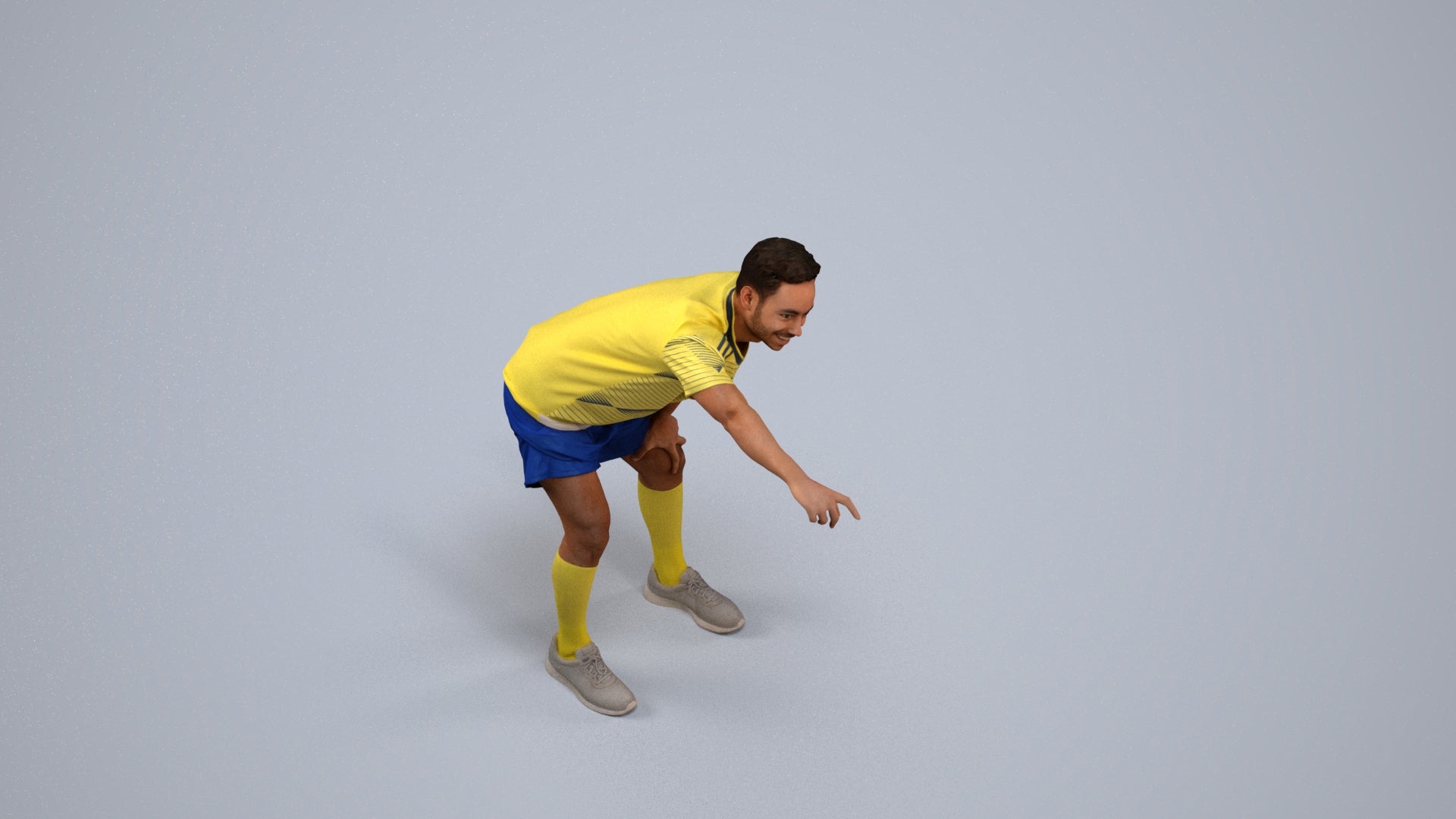 realistic 3D human man sport, archviz people FBX OBJ for Blender, back view render
