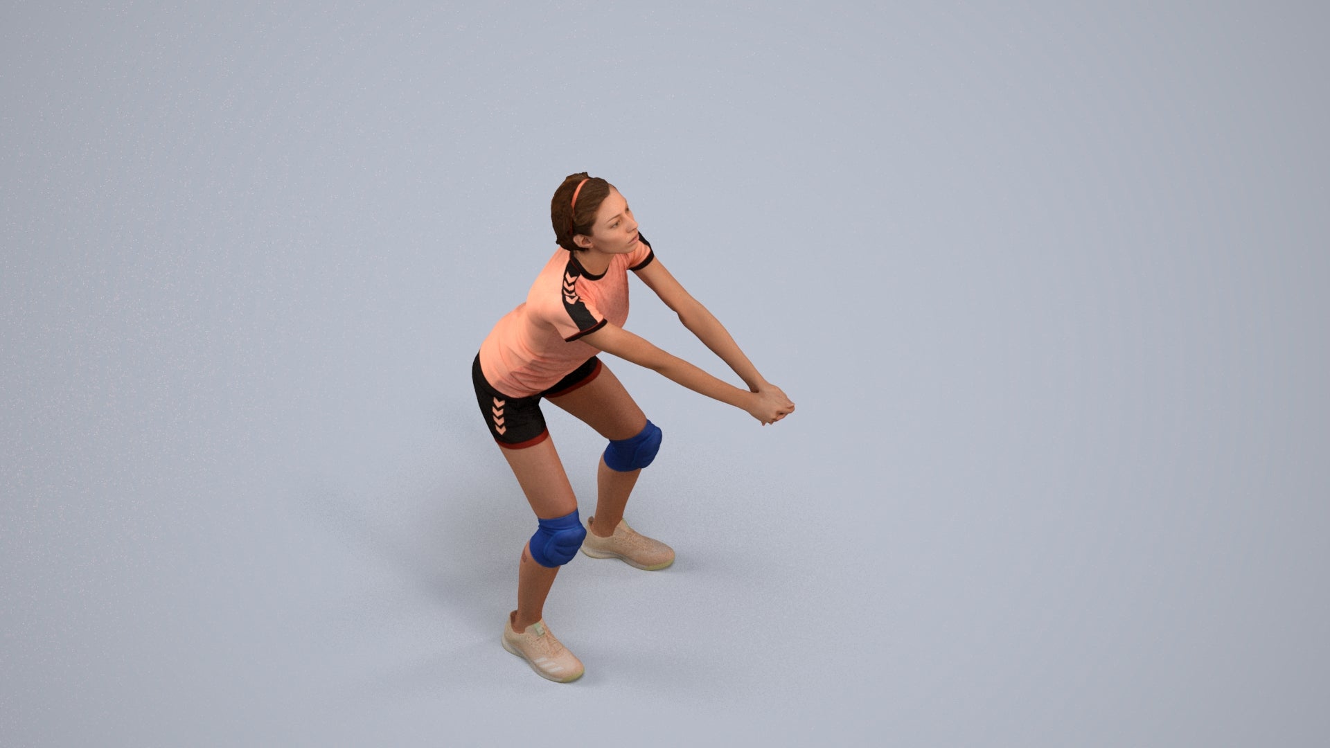 scanned 3D woman sport, photogrammetry people for Enscape and V-Ray, back view render