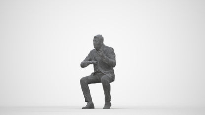 3D human model man business, photogrammetry scanned person for archviz, wireframe back view