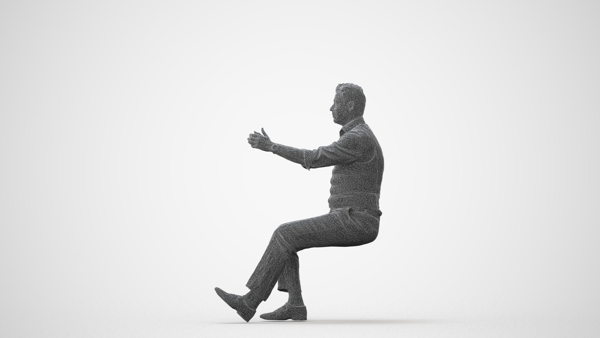 3D human model man casual driving, photogrammetry scanned person for archviz, square thumbnail
